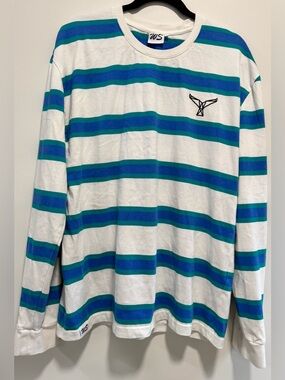 WS Heavyweight Striped Long Sleeve Shirt XL Blue Teal Cotton